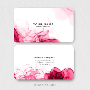 Modern pink alcohol ink business card